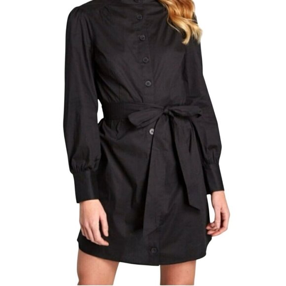 ModCloth A Casual Vision Black Shirt Dress Mandarin Collar Size M - Picture 4 of 9
